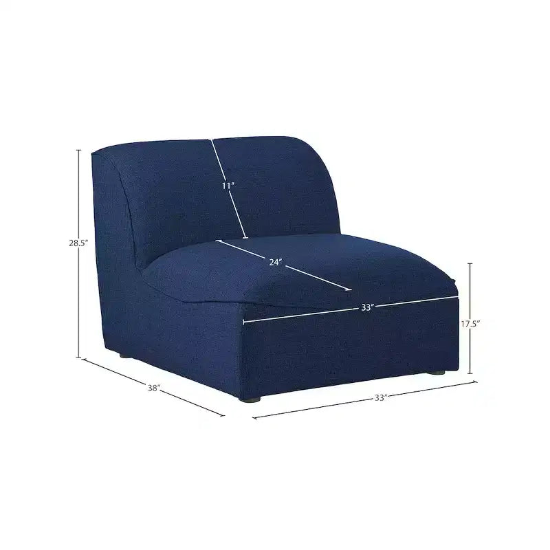 Fauteuil modulable sans accoudoirs - Revêtement en tissu texturé lin résistant, pieds espresso