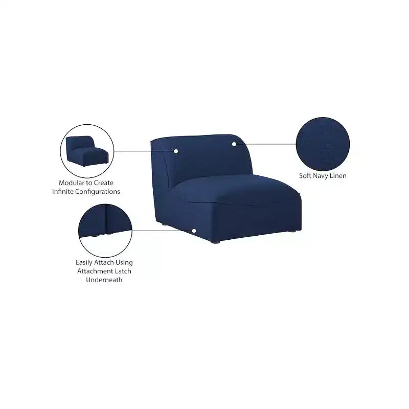 Fauteuil modulable sans accoudoirs - Revêtement en tissu texturé lin résistant, pieds espresso