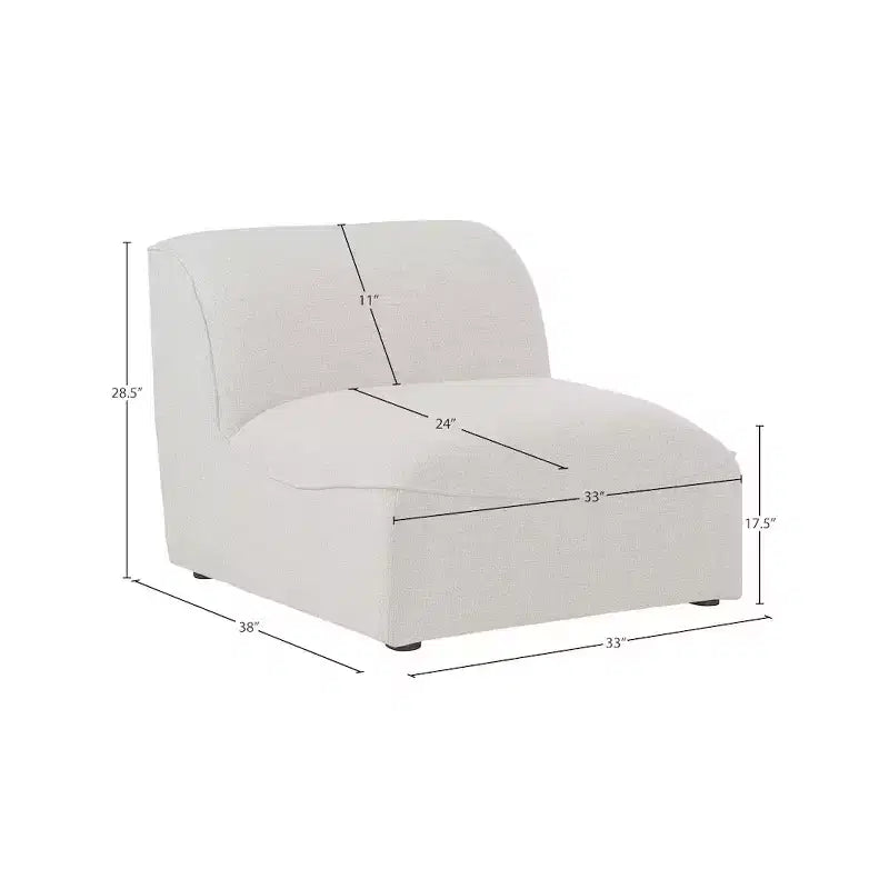 Fauteuil modulable sans accoudoirs - Revêtement en tissu texturé lin résistant, pieds espresso