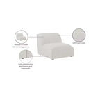 Fauteuil modulable sans accoudoirs - Revêtement en tissu texturé lin résistant, pieds espresso