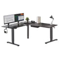 Mount-It! XL Electric Height Adjustable Corner Standing Desk, Black Frame and Black Tabletop