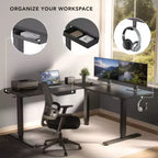 Bureau d'angle XL électrique réglable en hauteur, bureau assis-debout en forme de L de 63 x 50 pouces avec contrôleur de mémoire