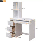 Lit superposé en L simple sur simple avec escalier de rangement, bureau, étagères et tiroirs, lit mezzanine en bois avec cadre de lit plateforme indépendant