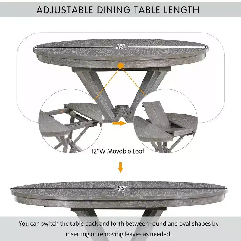 Ensemble de salle à manger 5 pièces avec table extensible et chaises rembourrées
