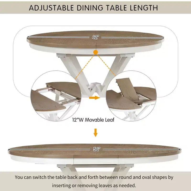Ensemble de salle à manger 5 pièces avec table extensible et chaises rembourrées