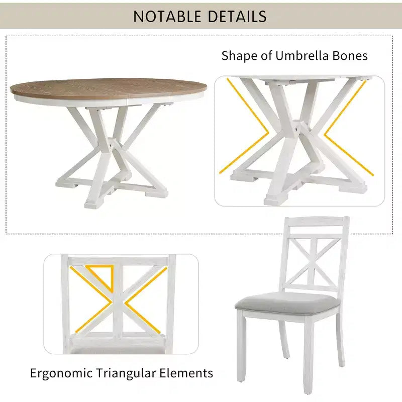 Ensemble de salle à manger 5 pièces avec table extensible et chaises rembourrées