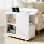 Table de chevet avec station de recharge, Table de nuit avec tiroir et étagère réglable, Table d'appoint avec 2 prises CA