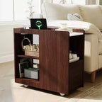 Table de chevet avec station de recharge, Table de nuit avec tiroir et étagère réglable, Table d'appoint avec 2 prises CA