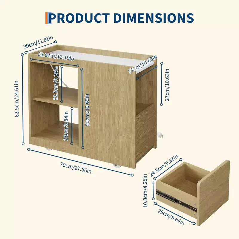 Table de chevet avec station de recharge, Table de nuit avec tiroir et étagère réglable, Table d'appoint avec 2 prises CA
