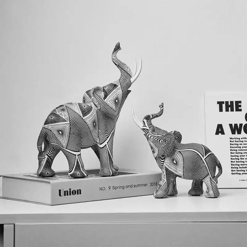 Figurine éléphant en résine colorée style graffiti - Décoration d'intérieur imprimée par transfert d'eau pour salon
