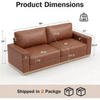 Canapé fixe de 100 pouces avec lattes en bois, tissu de coton, assise triple pour salons et appartements