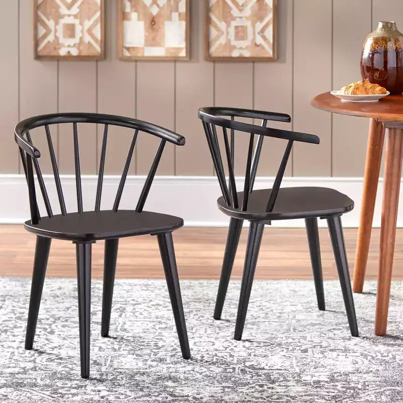 Ensemble de salle à manger rond 3 pièces Florence de 107 cm avec chaises en bois massif, noir