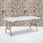 Table pliante en plastique blanc granit de 6 pieds à deux volets