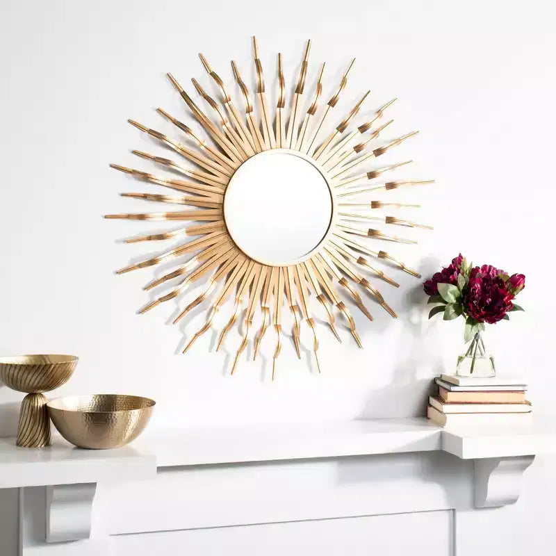 Miroir mural soleil, 29,5 cm, doré / bronze