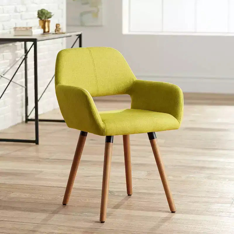 Chaise de salle à manger moderne du milieu du siècle en tissu vert Nelson