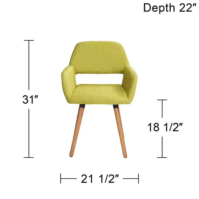 Chaise de salle à manger moderne du milieu du siècle en tissu vert Nelson