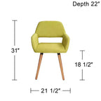 Chaise de salle à manger moderne du milieu du siècle en tissu vert Nelson