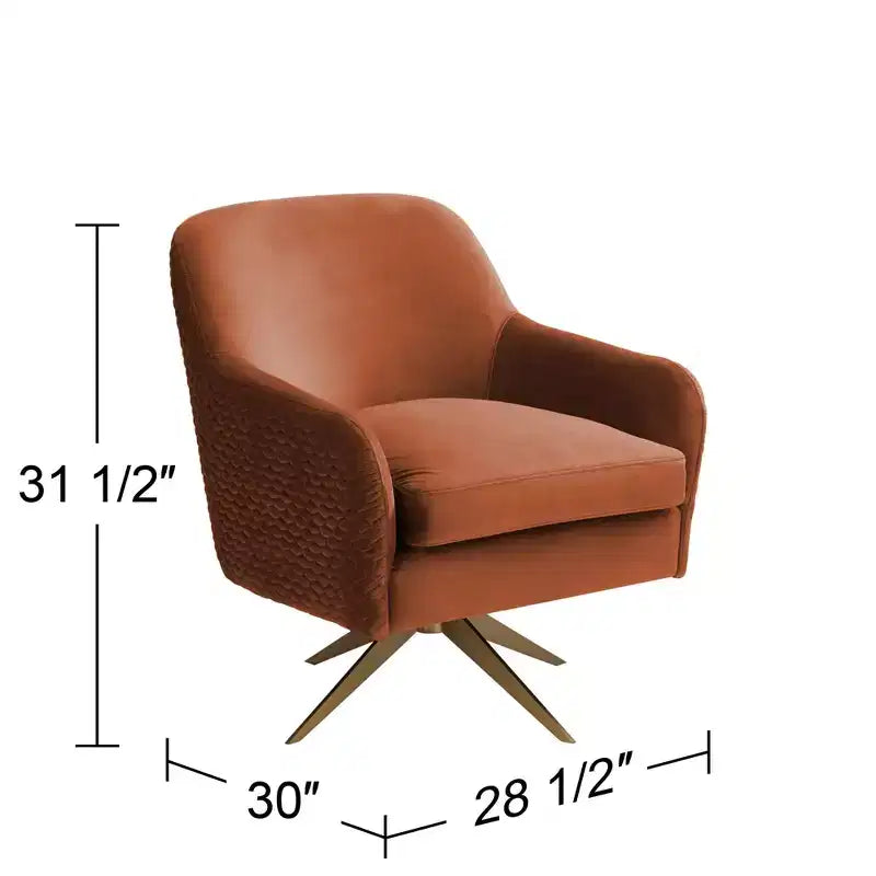 Fauteuil club pivotant moderne en velours matelassé Ames Pumpkin