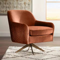 Fauteuil club pivotant moderne en velours matelassé Ames Pumpkin