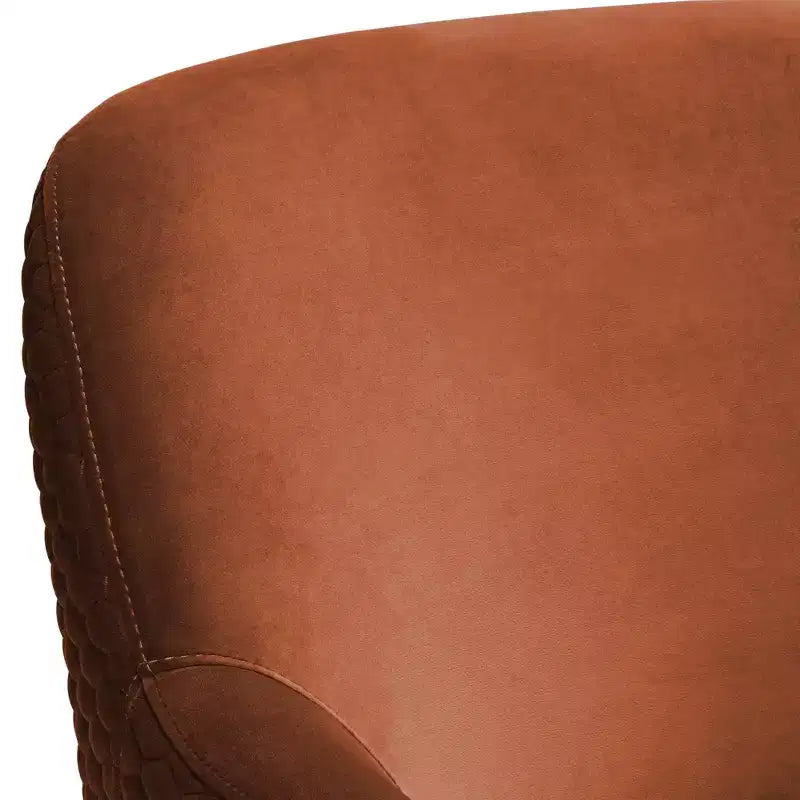 Fauteuil club pivotant moderne en velours matelassé Ames Pumpkin