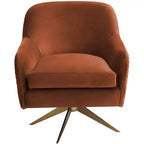 Fauteuil club pivotant moderne en velours matelassé Ames Pumpkin