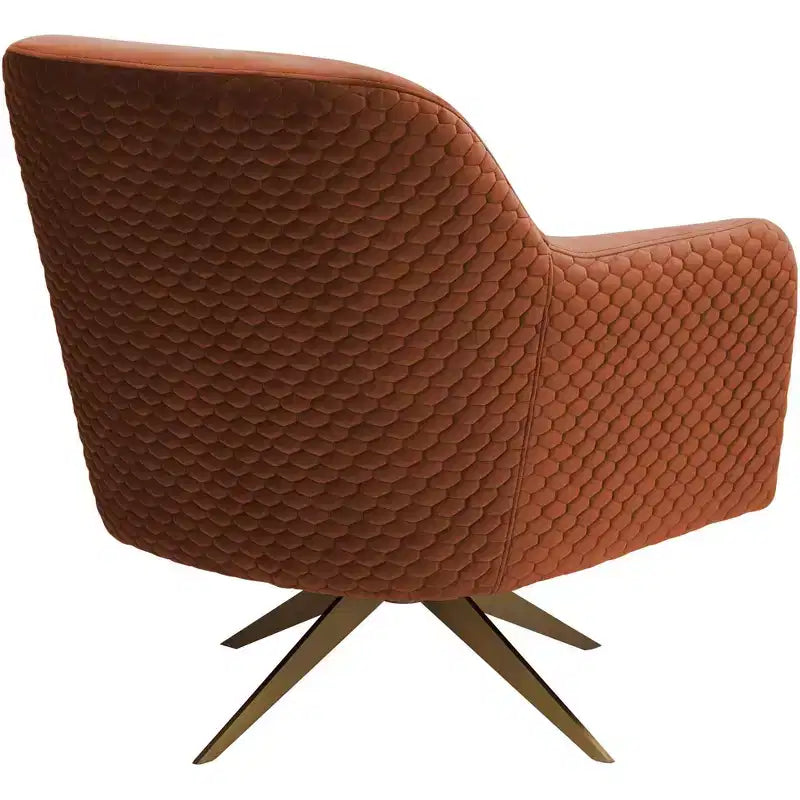 Fauteuil club pivotant moderne en velours matelassé Ames Pumpkin