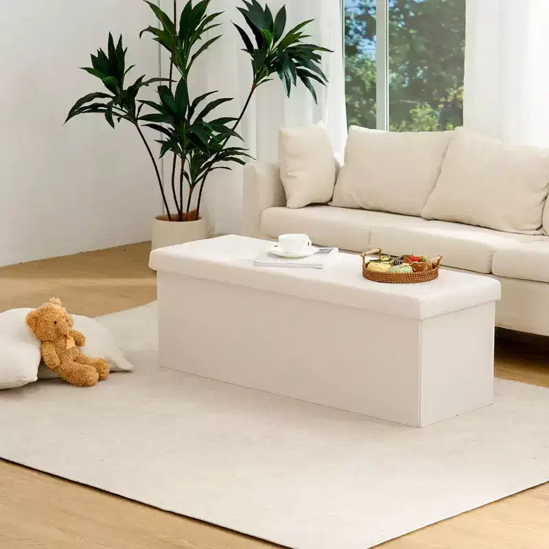 Banc de rangement pliant en velours de 109 cm, pouf coffre à jouets, supporte jusqu'à 300 kg, pour chambre et salon