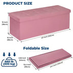 Banc de rangement pliant en velours de 109 cm, pouf coffre à jouets, supporte jusqu'à 300 kg, pour chambre et salon