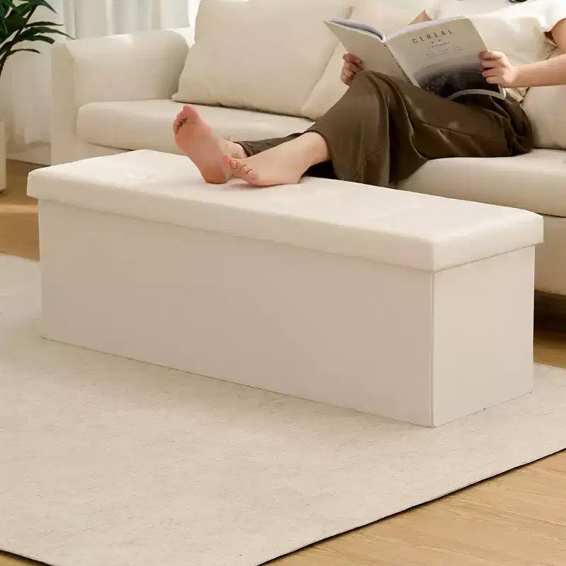 Banc de rangement pliant en velours de 109 cm, pouf coffre à jouets, supporte jusqu'à 300 kg, pour chambre et salon