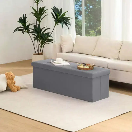 LUSIMO 43 Folding Velvet Storage Ottoman Bench Toy Chest Footstool Hold up to 660 lb For Bedroom Living Room
