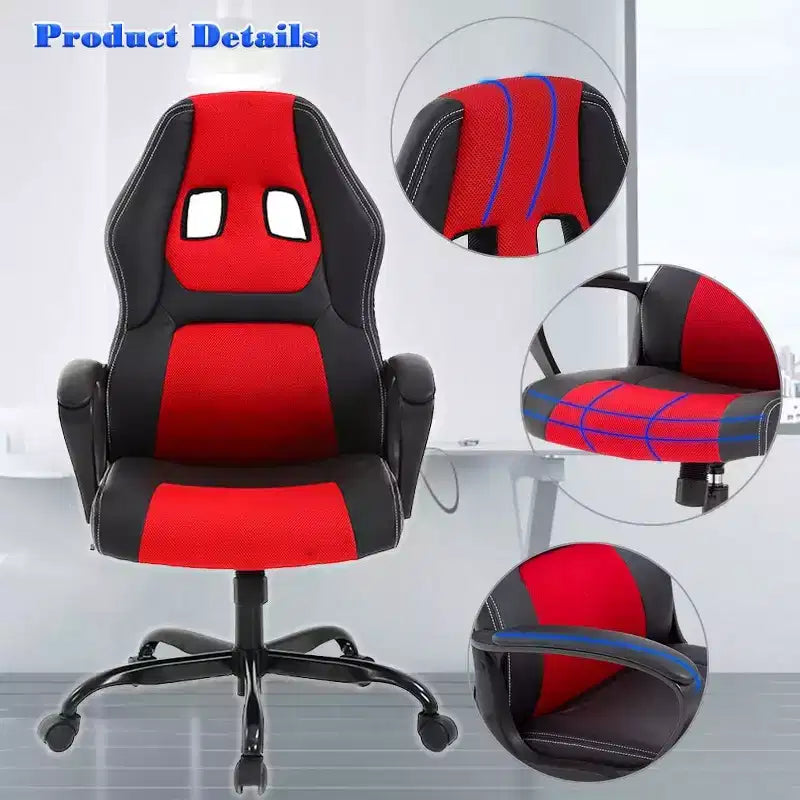 Chaise de Bureau, Chaise de Gaming, Chaise d'Ordinateur, Chaise Exécutive en Cuir PU avec Support Lombaire pour Femmes et Hommes