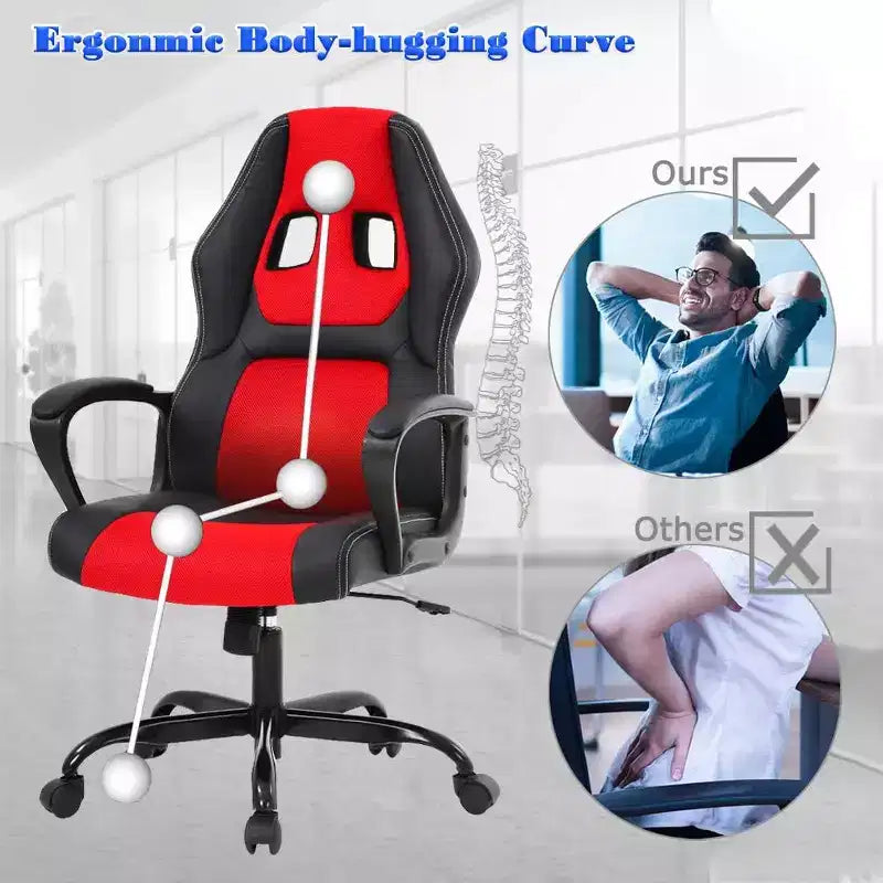 Chaise de Bureau, Chaise de Gaming, Chaise d'Ordinateur, Chaise Exécutive en Cuir PU avec Support Lombaire pour Femmes et Hommes