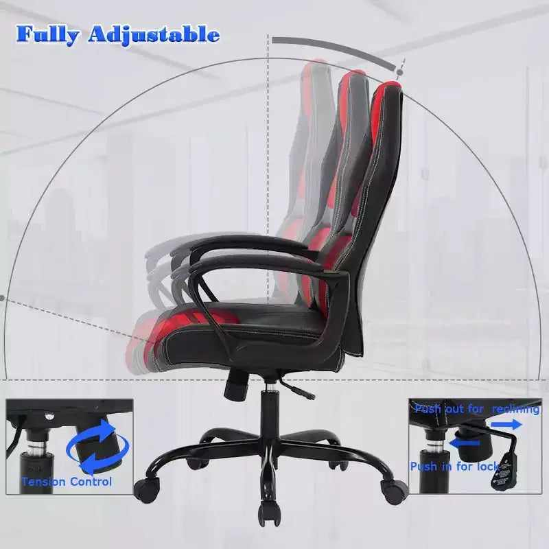 Chaise de Bureau, Chaise de Gaming, Chaise d'Ordinateur, Chaise Exécutive en Cuir PU avec Support Lombaire pour Femmes et Hommes