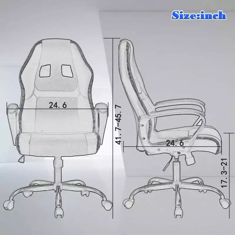 Chaise de Bureau, Chaise de Gaming, Chaise d'Ordinateur, Chaise Exécutive en Cuir PU avec Support Lombaire pour Femmes et Hommes