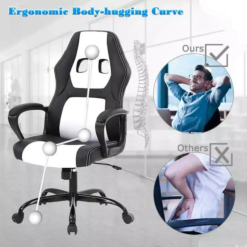 Chaise de Bureau, Chaise de Gaming, Chaise d'Ordinateur, Chaise Exécutive en Cuir PU avec Support Lombaire pour Femmes et Hommes